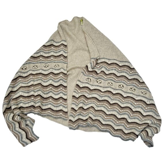 Sigrid Olsen Accessories - Vintage Sigrid Olsen Knit Crocheted Beige Floral Shawl Top Wool‎ Rabbit Cashmere